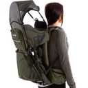 Hiking Baby Carrier Backpack - Comfortable Toddler/Baby Backpack Carrier System with Diaper Change Pad, Insulated Pocket + Rain and Sun Hood to Protect Your Child, ArmyGreen/Grey  [9.8"D x 14.3"W x 28.5"H]