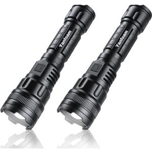 Yanfoam Rechargeable Flashlights High Lumens - 1000LM Super Bright LED Small Powerful Tactical Flashlight - 3 Modes High Powered Handheld Flash Light for Home Emergencies Camping Hiking - 2 Pack
