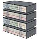 LANDNEOO 4 Pack 90L Under Bed Storage Containers - Underbed Storage for Clothes, Blankets - Closet Organizers and Storage Bags - Under the Bed Storage Bins with Handles & Clear Front