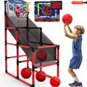 EagleStone 63IN Kids Arcade Basketball Hoop Indoor, LED Scoreboard Basketball Arcade Game Set for Outdoor with Cheer Sounds, Kids Basketball Toys for Boys Girls Age 3-5 5-7 4-8