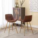 Sidanli Brown Velvet Bar Stools-Set of 2, 24 Inch Bar Stools for Kitchen Counter