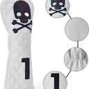 Skull and Crossbones Golf Club Head Covers Skeleton for Driver, Fairway Wood and Hybrid Soft Synthetic PU Leather Diamond Pattern Design Headcovers