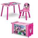 Delta Children Disney Minnie Mouse 3-Piece Toddler Playroom Set Includes Table, Chair and Toy Box, Pink