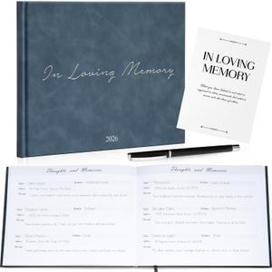 Funeral Guest Book - Celebration of Life Guest Book with Rollerball Pen for Memorial Service - Funeral Memory Sign in Books for Over 300+ Guests - Funeral Decorations with In Loving Memory Table Sign