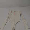 QINSEN Women's Long Sleeve Bodysuit V Neck Body Suits Seamed Cup Going Out Tops Shirt XS
