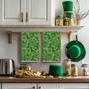 Artoid Mode Light Green Checkered Clover Shamrock St.Patrick's Day Kitchen Dish Towels, 18x26 Inch Farmhouse Holiday Spring Decoration Cleaning Set of 2