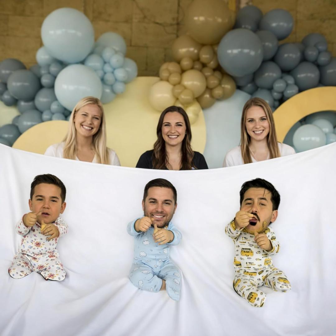 Mindsoft Baby Shower Games Party Favors Feed Me Baby Shower Games for Funny Bridal Party Activities for Gender Reveal Boy Girl Banner Backdrop Background Decoration Photo Props, Fit 3 Peple