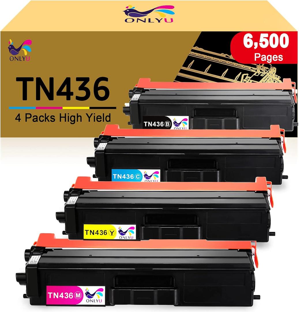 ONLYU TN436 Toner Cartridge Compatible Replacement for Brother TN436 TN436BK TN433 TN431 for HL-L8360CDW MFC-L8900CDW MFC-L8905CDW HL-L8360CDWT HL-L8260CDW HL-L9310CDW MFCL8610CDW Printer (4-Pack)