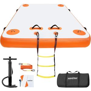 VOFiTNY Inflatable Floating Dock, Swim Platform Floating Dock for Lakes, Lake Floats for Adults, Island Raft Mat for Lake Beach Ocean, Non-Slip Surface (10ft x 6ft x 6", Orange)
