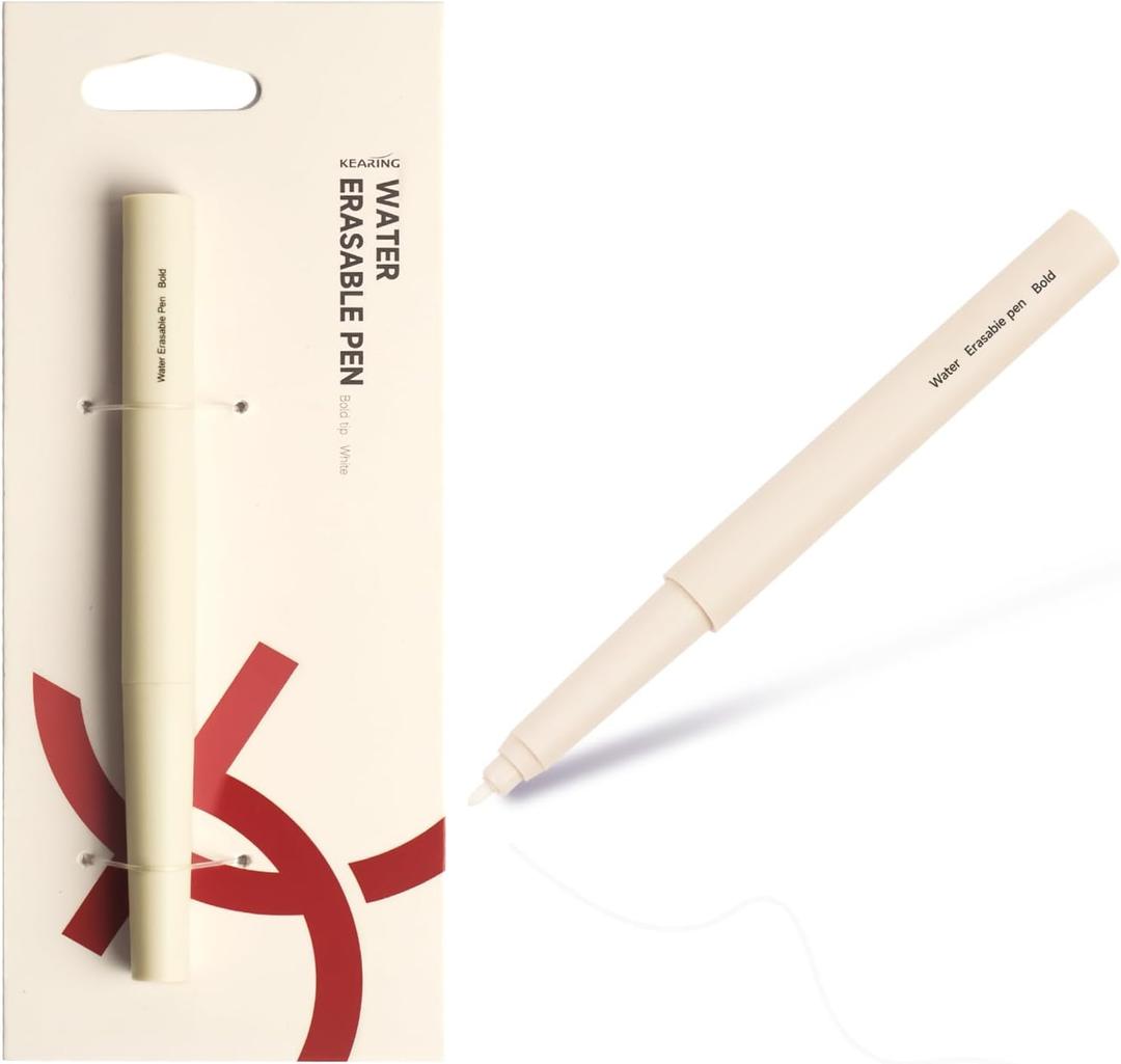 KEARING New White Water Erasable Marking Pen for Fabric, Smooth Touch Disappearing Ink Marker, Fabric Embroidery Pen, Water Soluble Tool for Quilting, Sewing, DIY Crafts