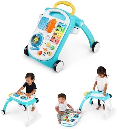 Baby Einstein Musical Mix ‘N Roll Learning Walker, 4-in-1 Push Walker, Activity Center, Toddler Table & Floor Toy, 6-36 Months, Blue