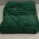 Puncuntex Green Throw Blanket 50"60" Decorations Fleece Super Soft Plush Fuzzy Cozy Blanket with Square 3D Jacquard Grid Design Luxury Lightweight for Couch Sofa Chair, Dark Forest Green