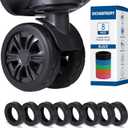 8PCS Luggage Wheel Covers for Spinner Wheels, Silicone Suitcase Wheel Protectors, Wear-Resistant & Anti-Noise, Fits 22.4 Inch Wheels (Black)