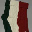 KaKaPops Christmas Stockings, 18 Inches Christmas Stocking with Name Tags Cable Knitted Stocking Decorations for Holiday Party Decor (1pc Burgundy + 1pc Green + 1pc Ivory)