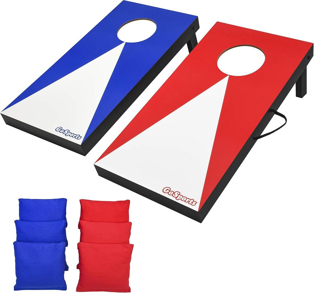 GoSports 2 ft x 1 ft Portable Size Cornhole Set - Ready To Play with 6 Bean Bags and 2 Conrhole Boards - Great for Indoor, Outdoor, Family Events, Game Nights, and Backyard Play