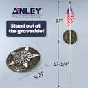 Anley American Veteran Grave Marker with US National Stick Flag 34 Inch Tall - Cemetery Memorial Graveside Plaque Flag Holder Gravemarkers for All American Military Veterans