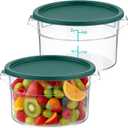 Ziliny 2 Pcs Dough Proofing Bucket with Lid, Round Food Storage Container 2 Qt Dough Bucket Clear Translucent Containers with Green Scale(Green)