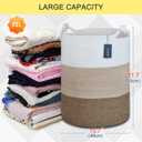 COMSE Extra Large Blanket Basket, Tall Woven Storage Basket, Nursery Hamper, 15.7x 21.7, Cotton Rope Laundry Hamper for Toys Clothes Towels, White/Gradient Brown