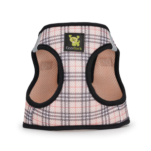 EcoBark Step in Dog Harness - Reflective and Adjustable Body Halter Vest - Soft Mesh Harness (Beige Plaid) XXXS