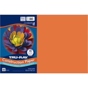 Tru-Ray Heavyweight Construction Paper, Electric Orange, 12" x 18", 50 Sheets