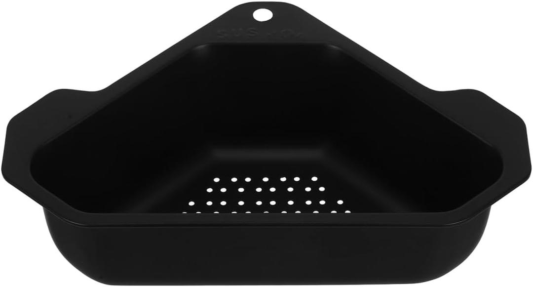BESTonZON Triangle Sink Basket, Stainless Steel Colander Kitchen Sink Triangle Sink Holder, Triangular Drain Shelf Triangle Corner Strainer Strainer Filter Stainless Stainless Steel Sink (Black)