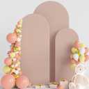 Wokceer Wedding Arch Cover Set of 3 Spandex Fitted Wedding Arch Stand Covers for Round Top Chiara Arch Backdrop Stands Cover for Birthday Party Ceremony Banquet Decoration 4ft,5ft,6ft Nude