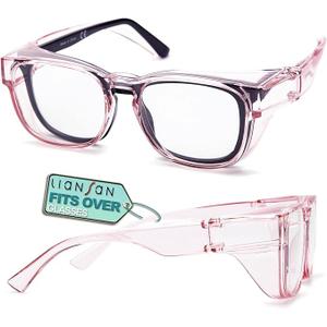 LianSan Safety Glasses Over Eyeglasses for Women - Anti-Fog Goggles Fit Over Prescription Eyewear for ANSI Z87.1 Certified
