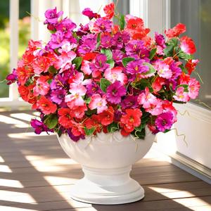Yastouay Artificial Flowers for Outdoors UV Resistant, 6 Bundles Realistic Fake Outdoor Hibiscus Flowers Artificial Outdoor Flowers, Faux Flowers for Outdoor Planters Front Porch Patio Outdoor