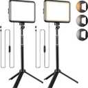 NiceVeedi LED Photography Lighting Kit, 2-Pack 8 Portable Video Light with Adjustable Tripod Stand, 2800K-6500K Dimmable Softlight Studio Light for Zoom, Game Streaming, YouTube