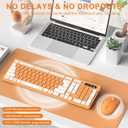 Wireless Keyboard and Mouse Combo, Reccazr 2.4G Full-Sized Keyboard and Mouse Cordless, 3 DPI Adjustable Mouse, Dual-System Keyboard for Computer/Laptop/Windows/Mac (Orange-A)