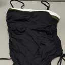 Yonique Women Strapless One Piece Swimsuit Tummy Control Bandeau Bathing Suit Cheeky Swimwear (Large, Black Color Block)