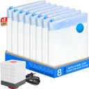 Vacuum Storage Bags for Clothing, 8 Large Vacuum Seal Bags Space Saver for Clothes, Comforters, Blankets, Bedding, Vacuum Sealer Bags with Electric Pump (2025 Upgrade)