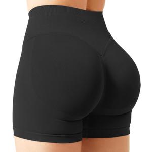 Women Workout Impact Shorts 4.5 Scrunch Butt Lifting Tummy Control Gym Shorts Comfy Running Seamless Booty Biker Shorts (Small, Black)