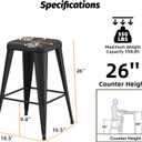 Metal Bar stools Set of 4, Upholstered Counter Height Bar Stools with Metal Legs, 26 Inch Industrial Barstools for Kitchen Island, Cafe (Black)
