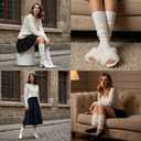 2 Pcs Women Leg Warmers Fuzzy Leg Warmers Kawaii Thick Boot Socks Y2k Accssories for Women Winter Black and White