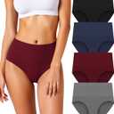 Women's Seamless Underwear High Waisted Tummy Control No Show Panties Full Coverage Stretch Briefs 4 Pack, XL