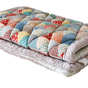 lFlower Pattern Floor Mat Bohemian Patchwork Sofa Cover Quilted Floral Print Soft Cotton Non-Slip Slipcover for Couch Protect Style Furniture with This Multicolor L