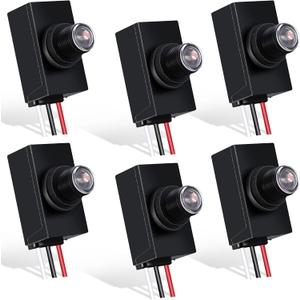 Flutesan 6 Packs Dusk to Dawn Sensor for Outdoor Lighting 100-277V Photoelectric Switch Photocell Light Sensor for Most Outdoor Lighting Fixtures