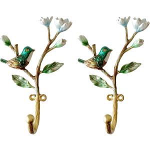 Vintage Bird Shaped Decorative Wall Hooks Rack Hangers for Hanging Clothes Coats Towels Keys Hats, 2 Pack Antique Metal Mounted Wall Hook