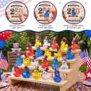 Skylety 48 Pcs 250th Anniversary of USA Patriotic Resin Ducks 4th of July Independence Day Party Decor Luminous Duck Figure Garden Potted Miniature Cake Decor Craft Charms Collector Veteran Souvenir