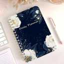 Undated Daily Planner - Spiral Notebook 80 Days One Day Per Page, Hourly Schedule, To-Do List, Notes, Everyday Planning Task, A5 Hardcover Journal Organizer Book Women Cute Aesthetic, Flower (Blue White Flower)