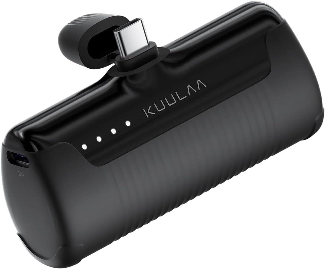 Kuulaa Portable Charger USB C Power Bank 4500mAh Small Portable Phone Charger Android Compact Plug in Battery Pack Portable Compatible with iPhone 15, Samsung Galaxy, Moto, LG, Pixel, Black