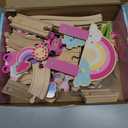 Lehoo Castle Wooden Train Set, Unicorn Train Set for Toddlers 2-4, Wooden Train Track Toddler Girl Toys Pink Train Fantasy Toys for 3 4 5 6 Year Old Girl