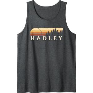 Hadley, MI Vintage Evergreen Sunset Eighties Retro Tank Top (Large,Dark Heather Grey)