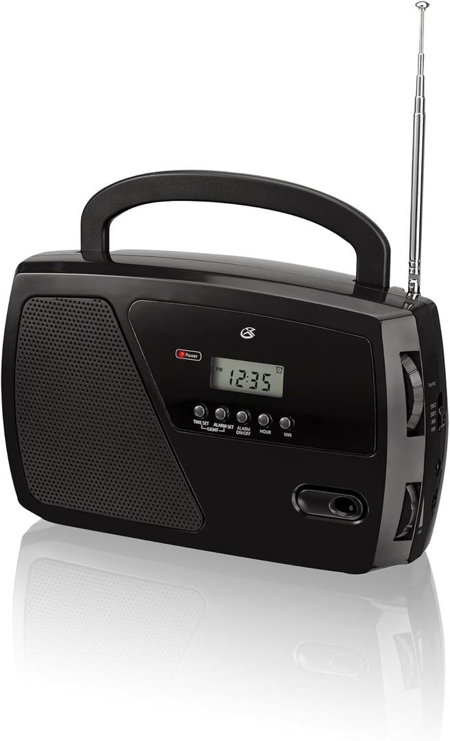 GPX R633B Portable Shortwave AM/FM Clock Radio (Black)
