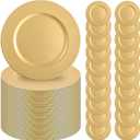 50 Pcs Gold Charger Plates 13" Round Charger Plates Bulk Beaded Chargers for Dinner Plate Decorative Gold Chargers Plastic Charger Plate for Wedding Party Event Baby Bridal Shower Table Decoration