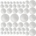 50 Pack Craft Foam Balls, 5 Sizes(1-2.4 Inches), White Polystyrene Smooth Round Balls, Foam Balls for Arts and Crafts, Christmas, DIY Craft for Home, Supplies School Craft Project and Holiday Party