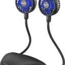 HandFan 10000mAh Neck Fan, 360 Rotation Hands Free Portable Fans for your Neck, 48h Lasting Rechargeable Battery Operated Wearable Necklace Personal Cool Fans for Travel/Disney/Sports/Cycling/Hiking (Black&Blue+10000mAh)