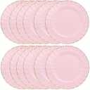 Omuriko Pink Chargers Plates Set of 12, Plastic Decorative Charge Plates for Dinner, Table Setting, Holiday, Thanksgivng, Christmas