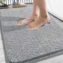 OLANLY Bathroom Rugs 30×20, Extra Soft Absorbent Chenille Bath Rugs, Rubber Backing Quick Dry, Machine Washable Bath Mats for Bathroom Floor, Tub and Shower, Home Decor Accessories, Light Grey